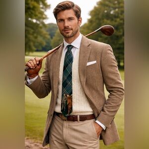 Polo By Ralph Lauren Made In USA Hand Made Silk Vintage Golf Plaid Men's Tie